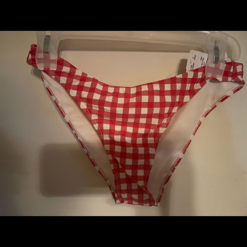 Red & white checker bikini bottom.